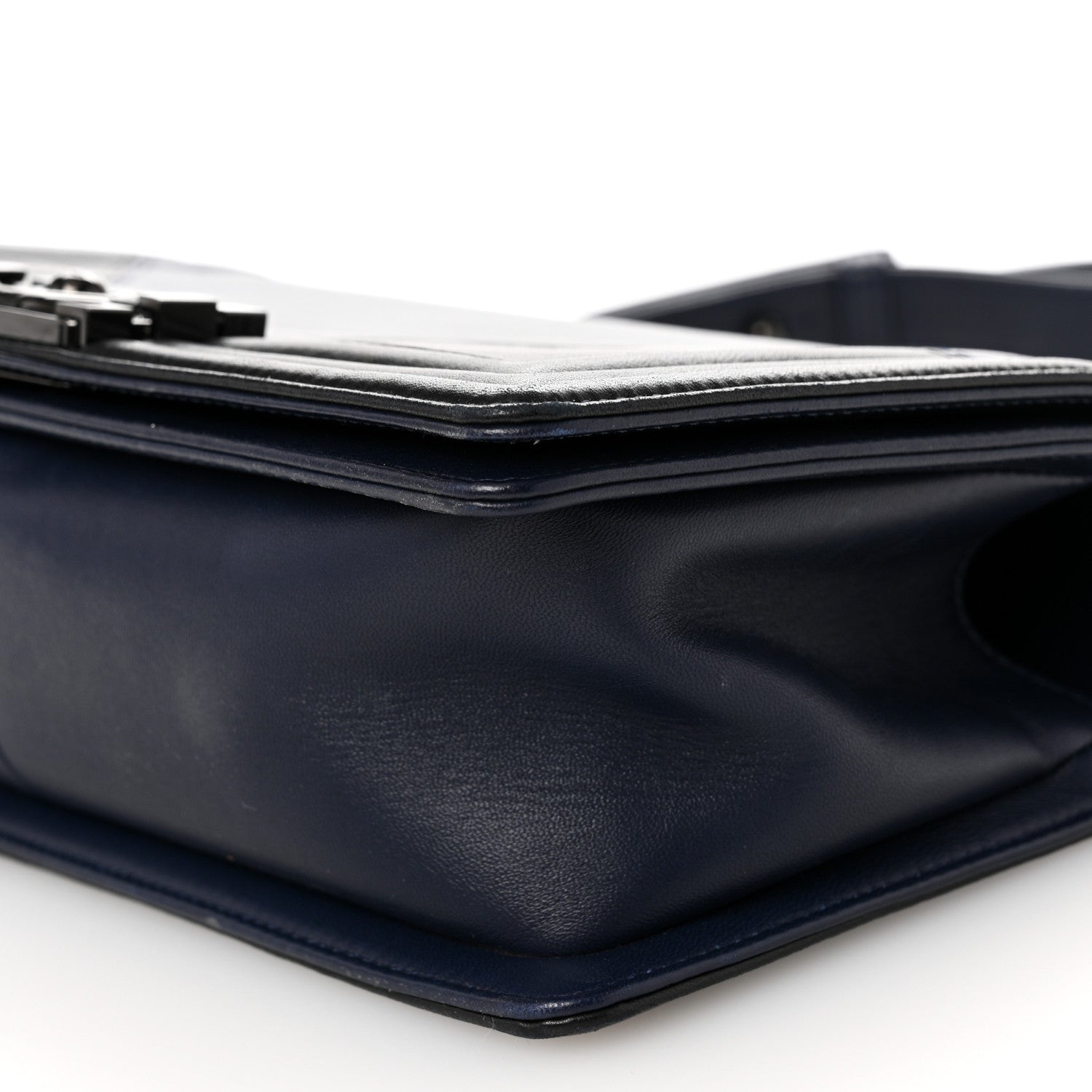Chanel Calfskin Medium Bi-Color Boy Flap Black Dark Navy 10 of 11