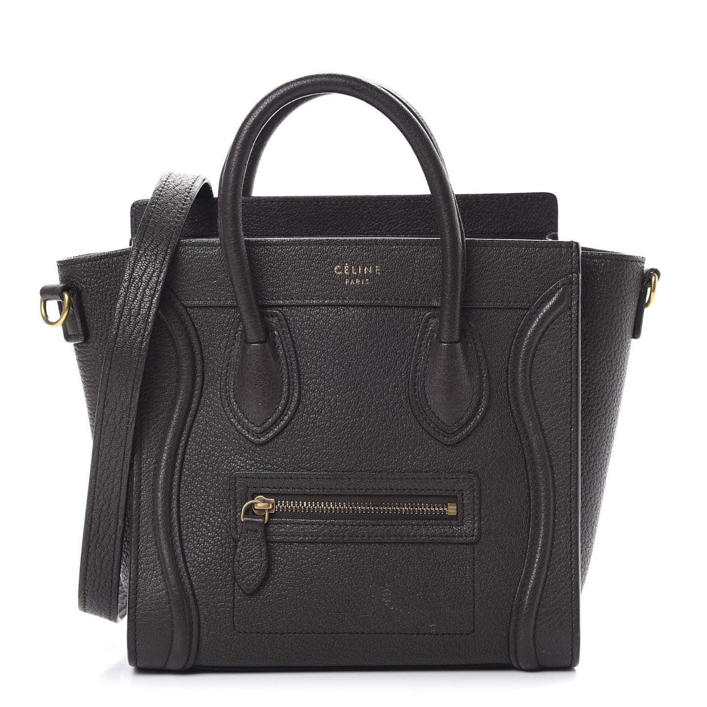Drummed Calfskin Nano Luggage Brown