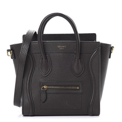 Celine Drummed Calfskin Nano Luggage Brown 1 of 20