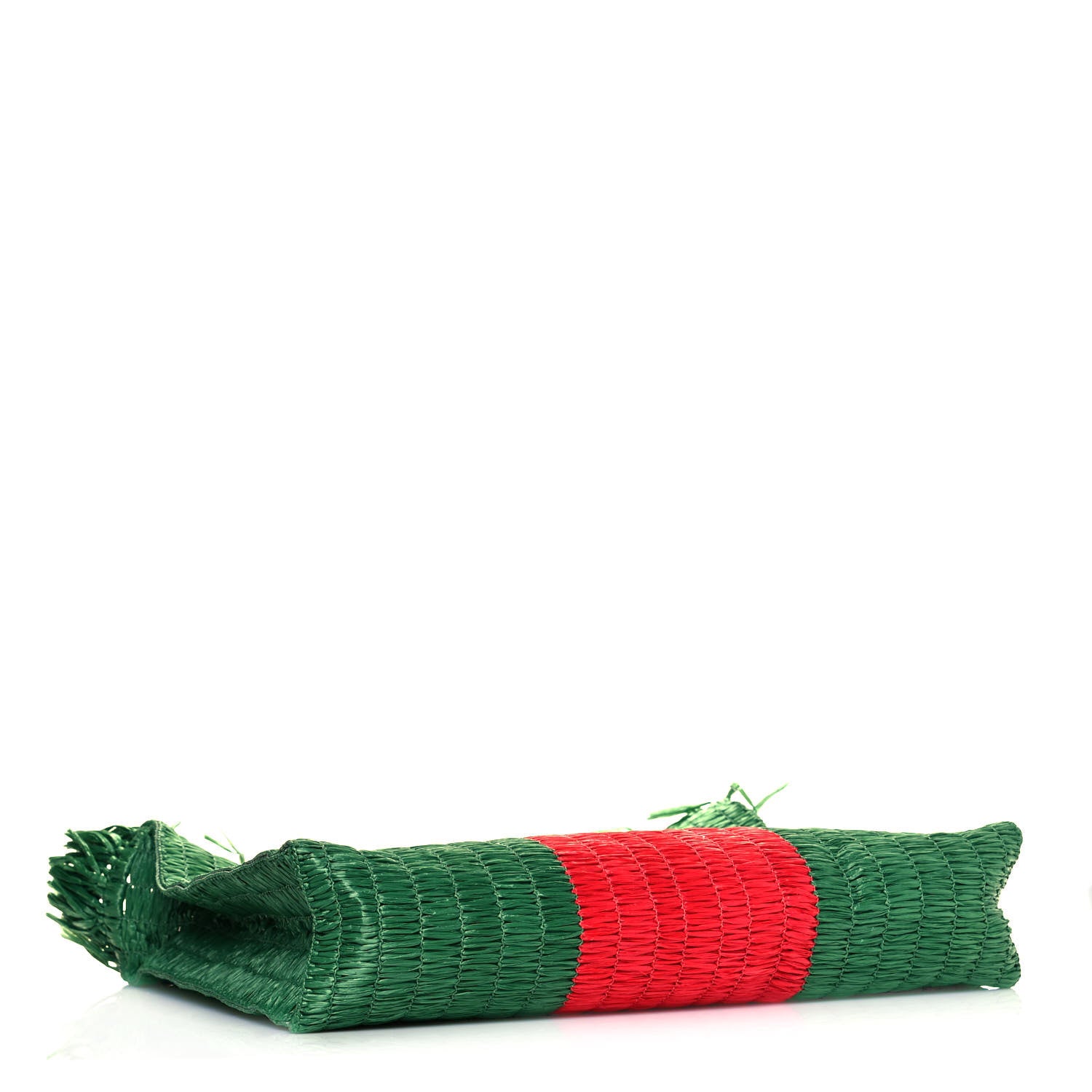 Gucci Raffia Linen Web Cestino Tote Bag Red Green 4 of 10