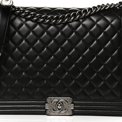 Chanel Lambskin Quilted Large Boy Flap Black 8 of 10
