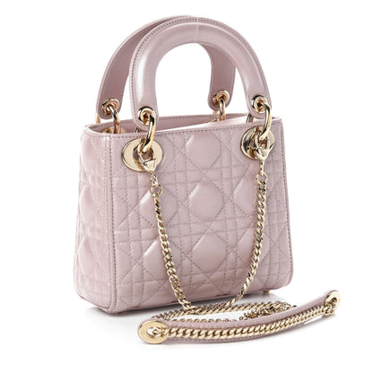 Christian Dior Metallic Lambskin Cannage Mini Lady Dior Lotus 3 of 10