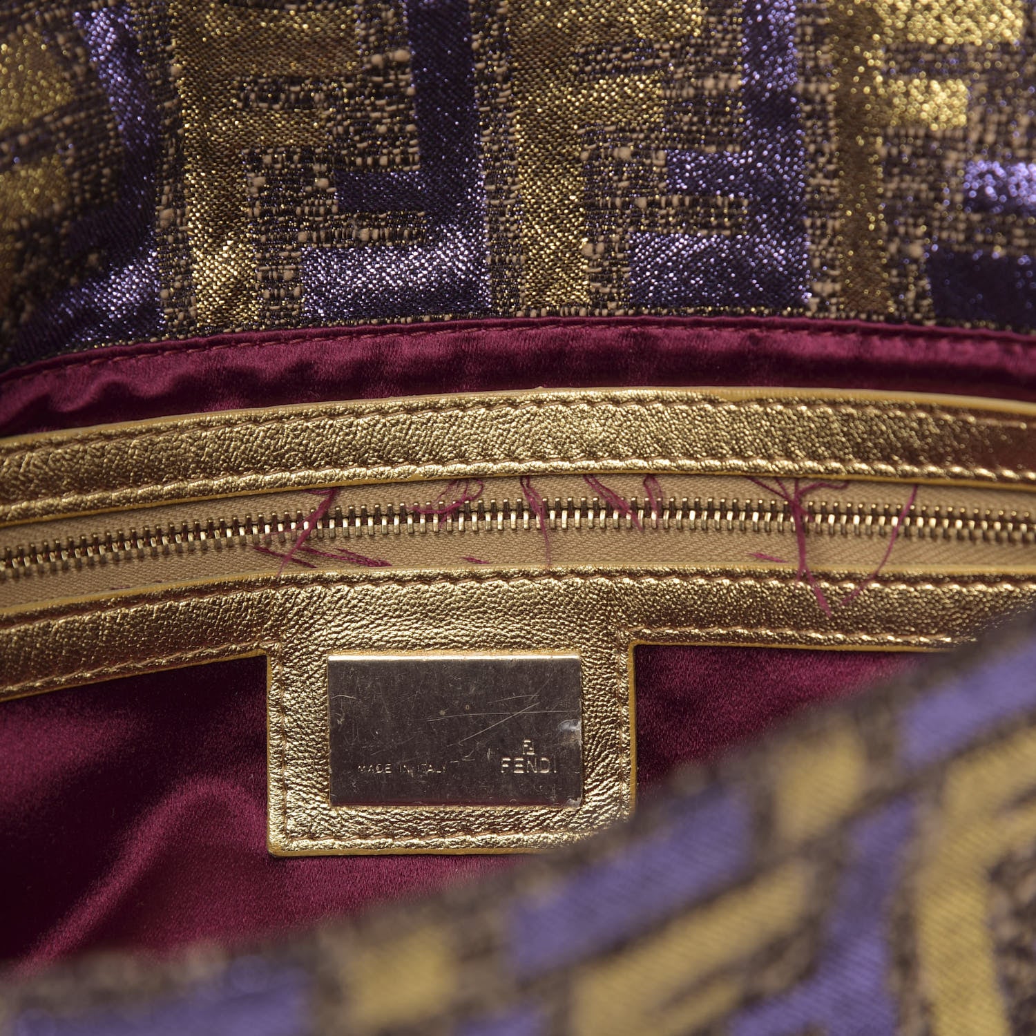 Fendi Metallic Lurex Zucca Baguette Gold Multicolor 11 of 11