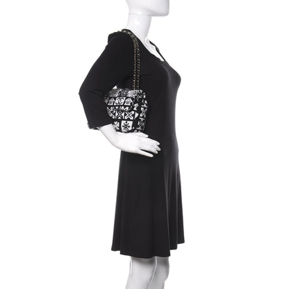 Chanel Cashmere Knit Coco Neige Flap Black White 2 of 10