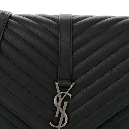 Saint Laurent Sheepskin Matelasse Chevron Monogram Large College Satchel Black 8 of 13