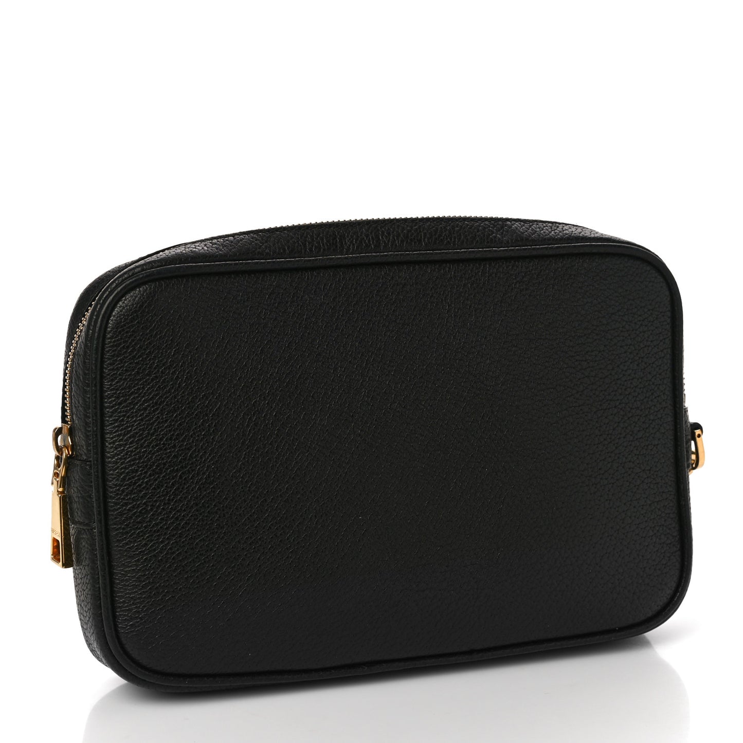 Grained Calfskin Medusa Wristlet Pouch Black