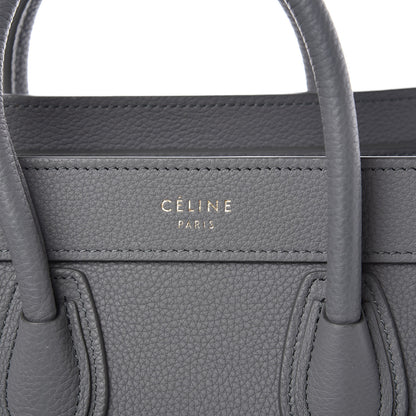 Celine Drummed Calfskin Nano Luggage Kohl 11 of 12