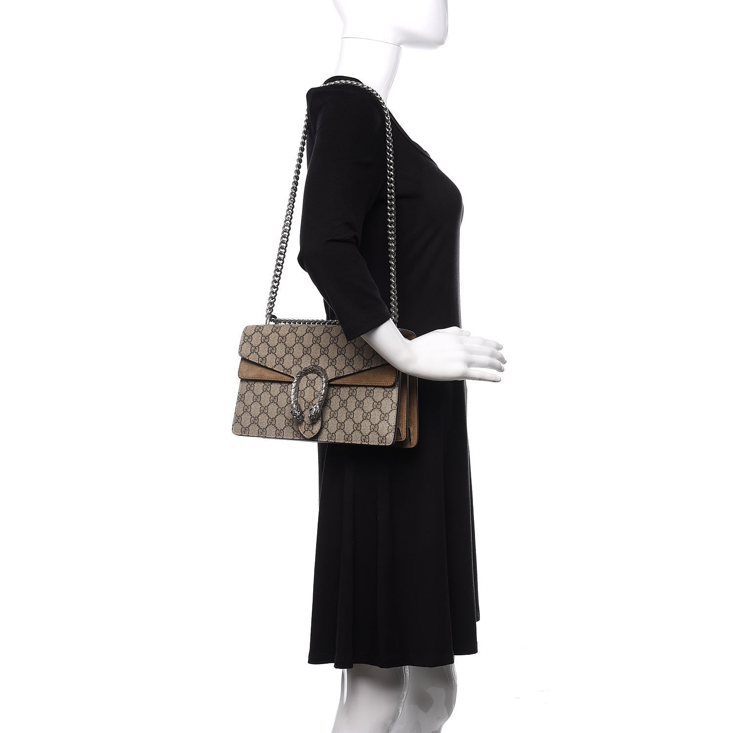 Gucci GG Supreme Monogram Small Dionysus Shoulder Bag Taupe 2 of 11