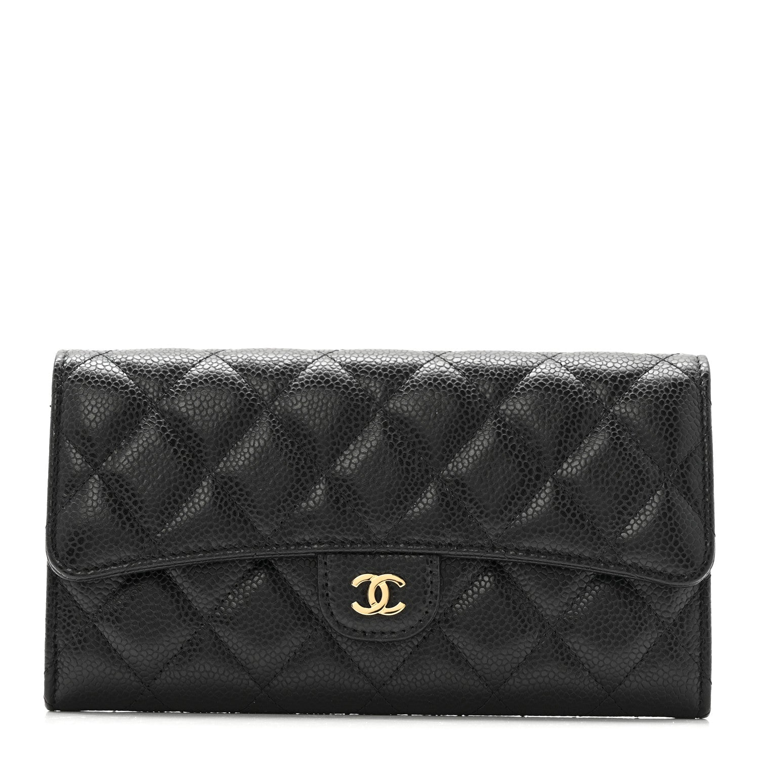 Chanel Caviar Quilted Large Gusset Flap Wallet Black 1 of 13