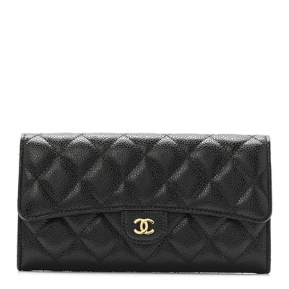 Chanel Caviar Quilted Large Gusset Flap Wallet Black 1 of 13