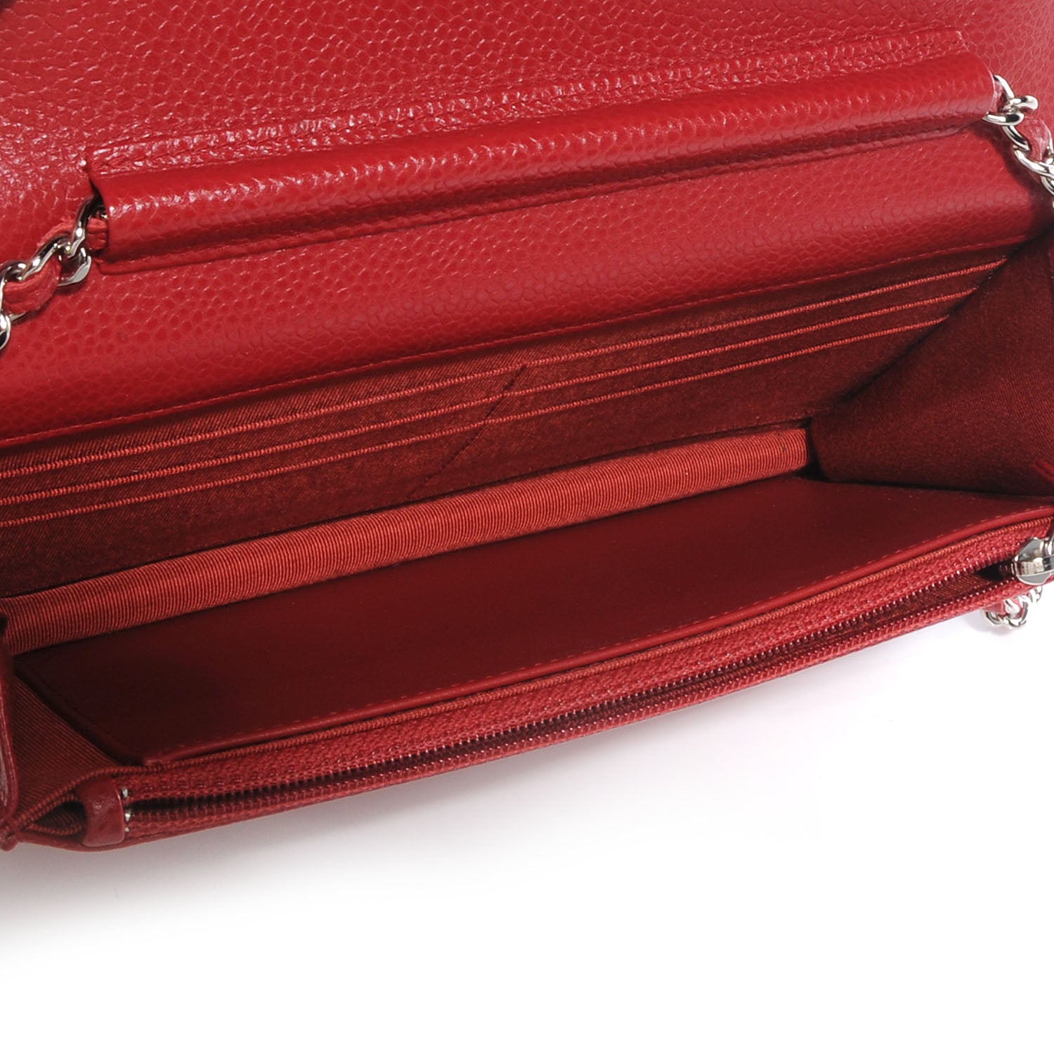 Chanel Caviar Classic Wallet on Chain WOC Red 6 of 10