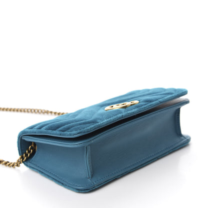 Gucci Velvet Matelasse GG Marmont Mini Bag Pavone Cyan 4 of 9