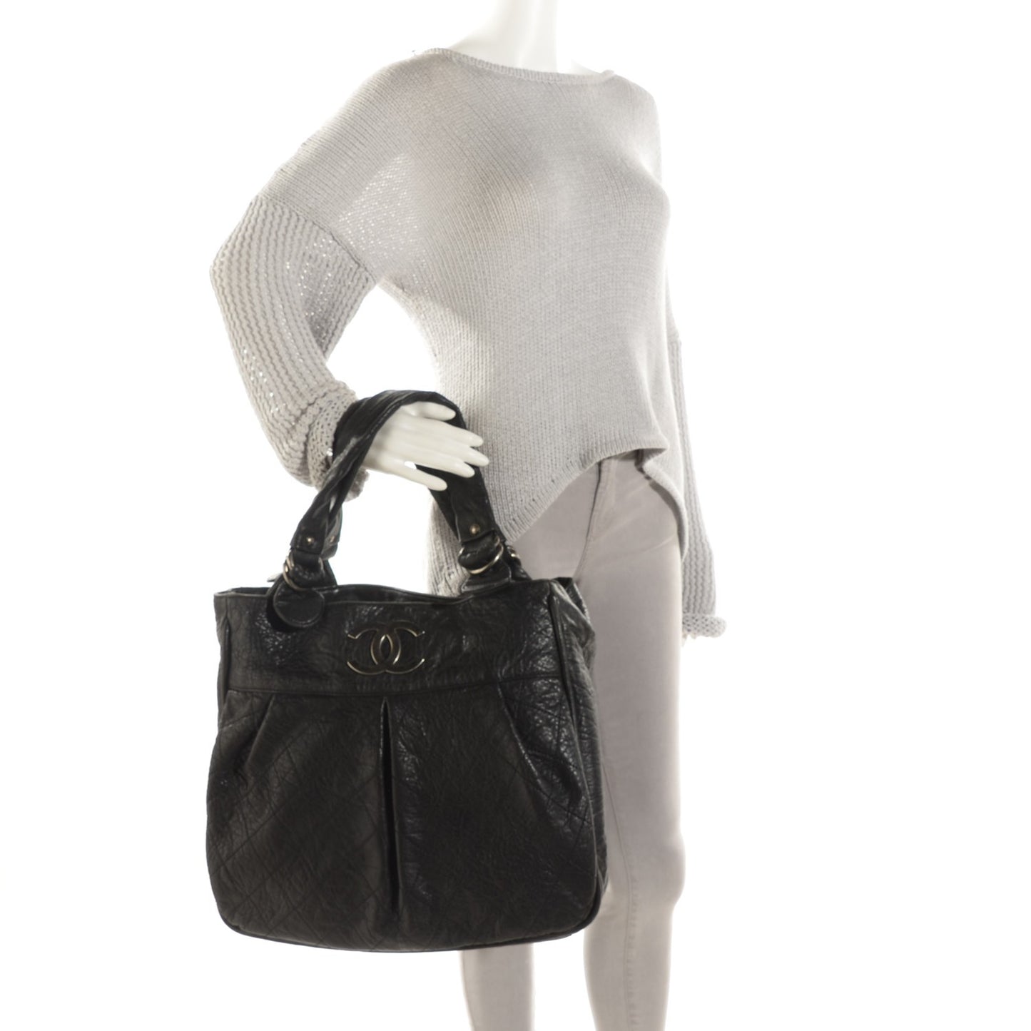 Distressed Lambskin Le Marais Tote Black