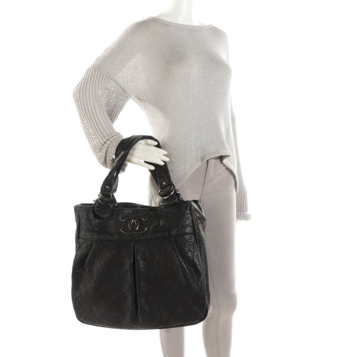 Chanel Distressed Lambskin Le Marais Tote Black 3 of 14