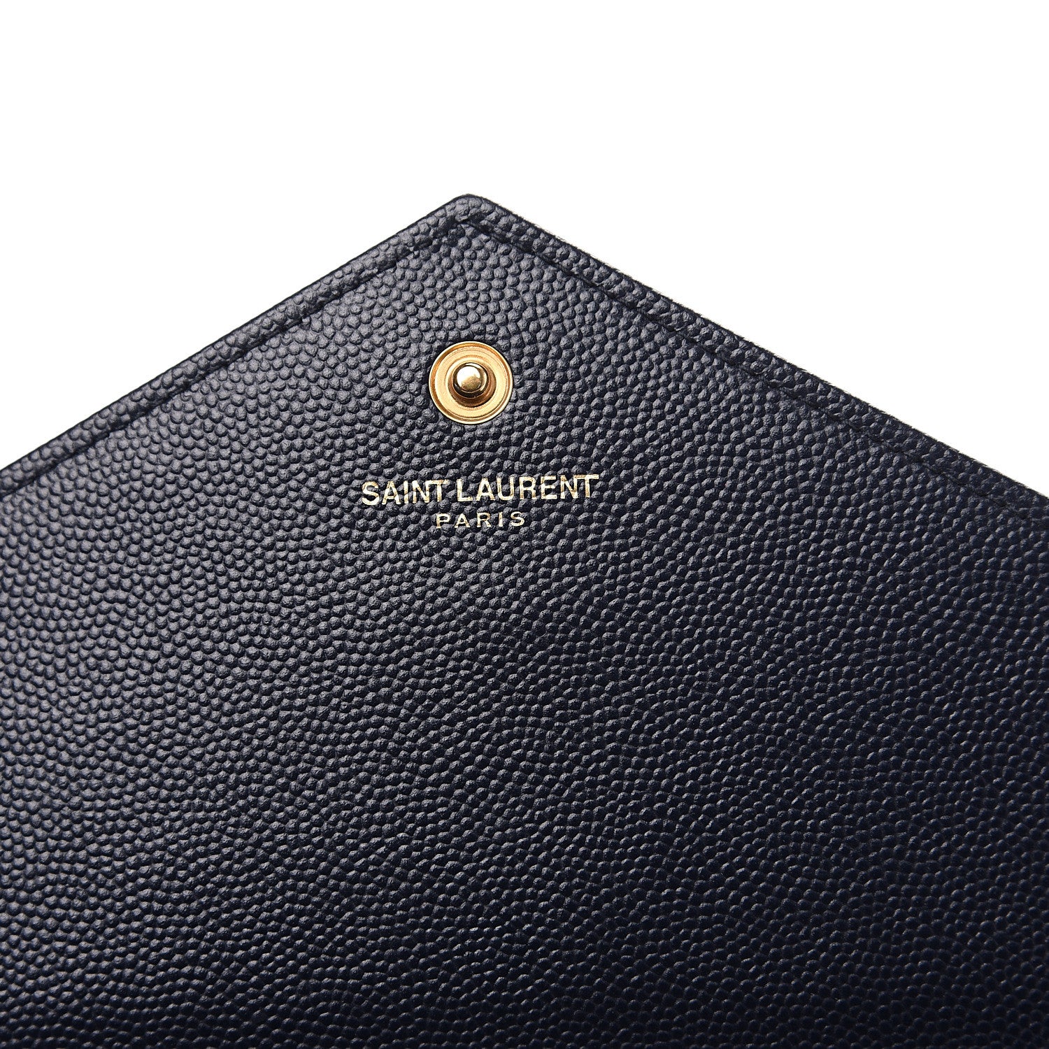Saint Laurent Grain de Poudre Matelasse Chevron Medium Monogram Chain Wallet Navy 5 of 9