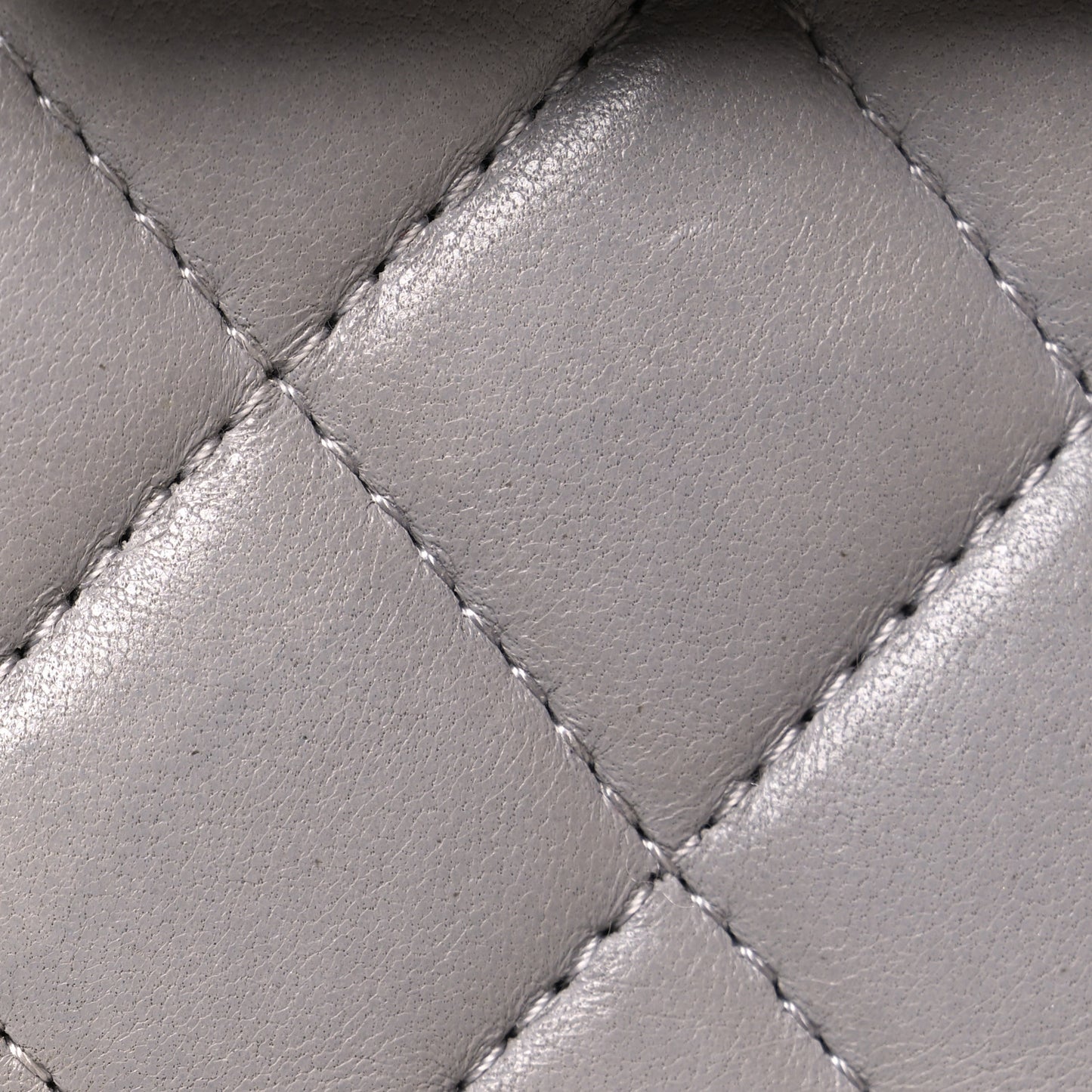 Lambskin Quilted Mini Rectangular Flap Grey