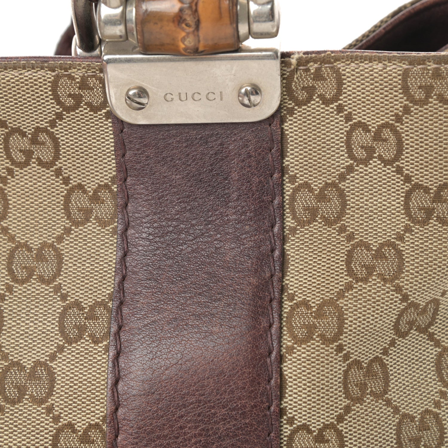Gucci Monogram Medium Bamboo Bar Tote Brown 14 of 15