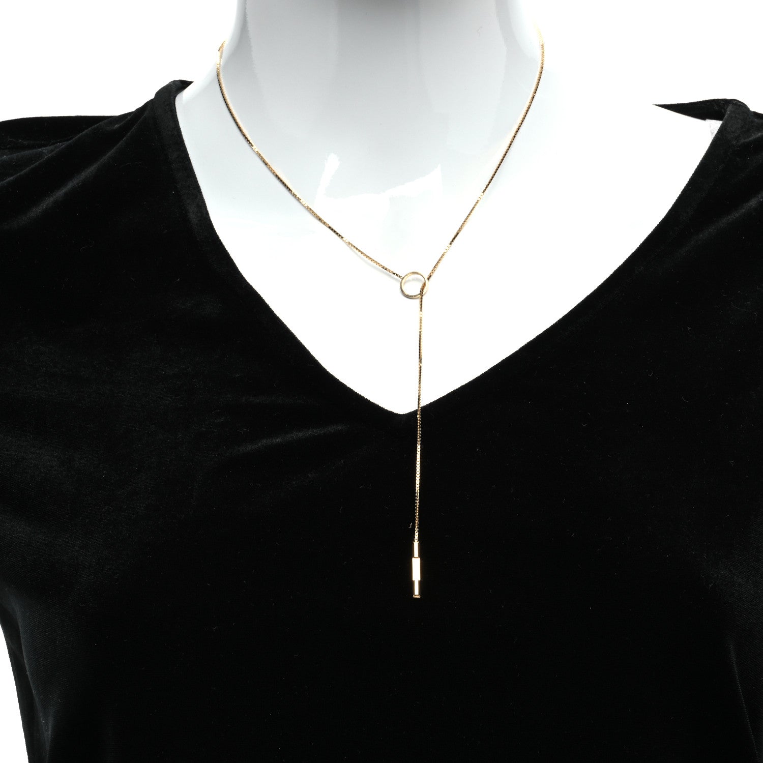 Gucci 18K Yellow Gold 20mm Lariat Necklace 2 of 6