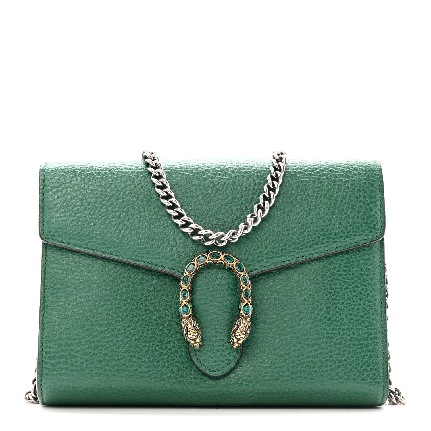 Gucci Calfskin Mini Dionysus Chain Wallet Emerald 1 of 13