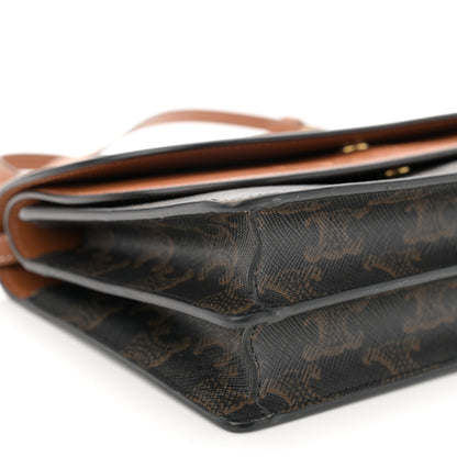 Celine Triomphe Canvas Lambskin Wallet On Strap Tan 9 of 13