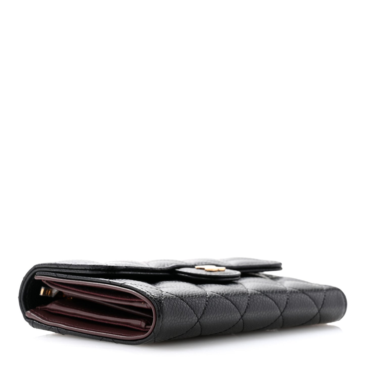 Caviar Quilted Medium Flap Wallet Black