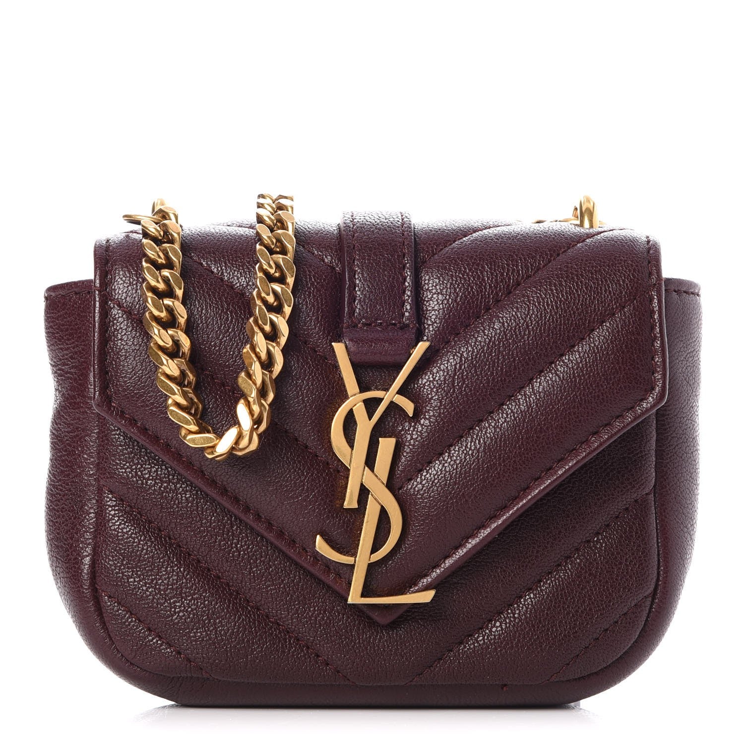 Saint Laurent Sheepskin Matelasse Monogram Mini College Bag Amaranto 1 of 9