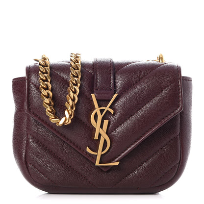 Saint Laurent Sheepskin Matelasse Monogram Mini College Bag Amaranto 1 of 9