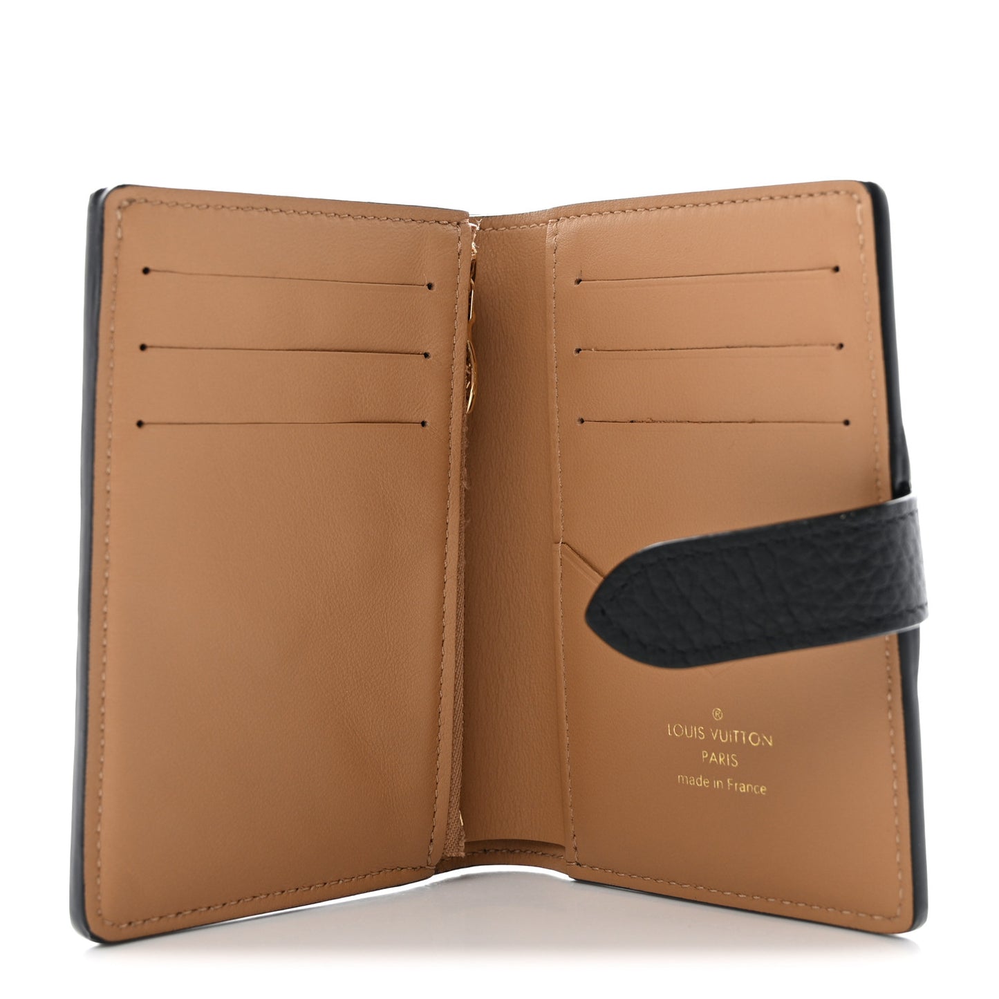 Taurillon Capucines Vertical Compact Wallet Black