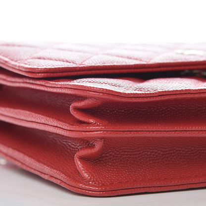 Chanel Caviar Quilted Square Wallet On Chain WOC Red 8 of 10