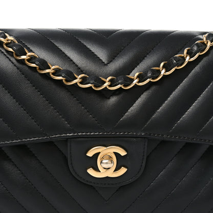 Chanel Lambskin Chevron Quilted Small Double Flap Black 8 of 10