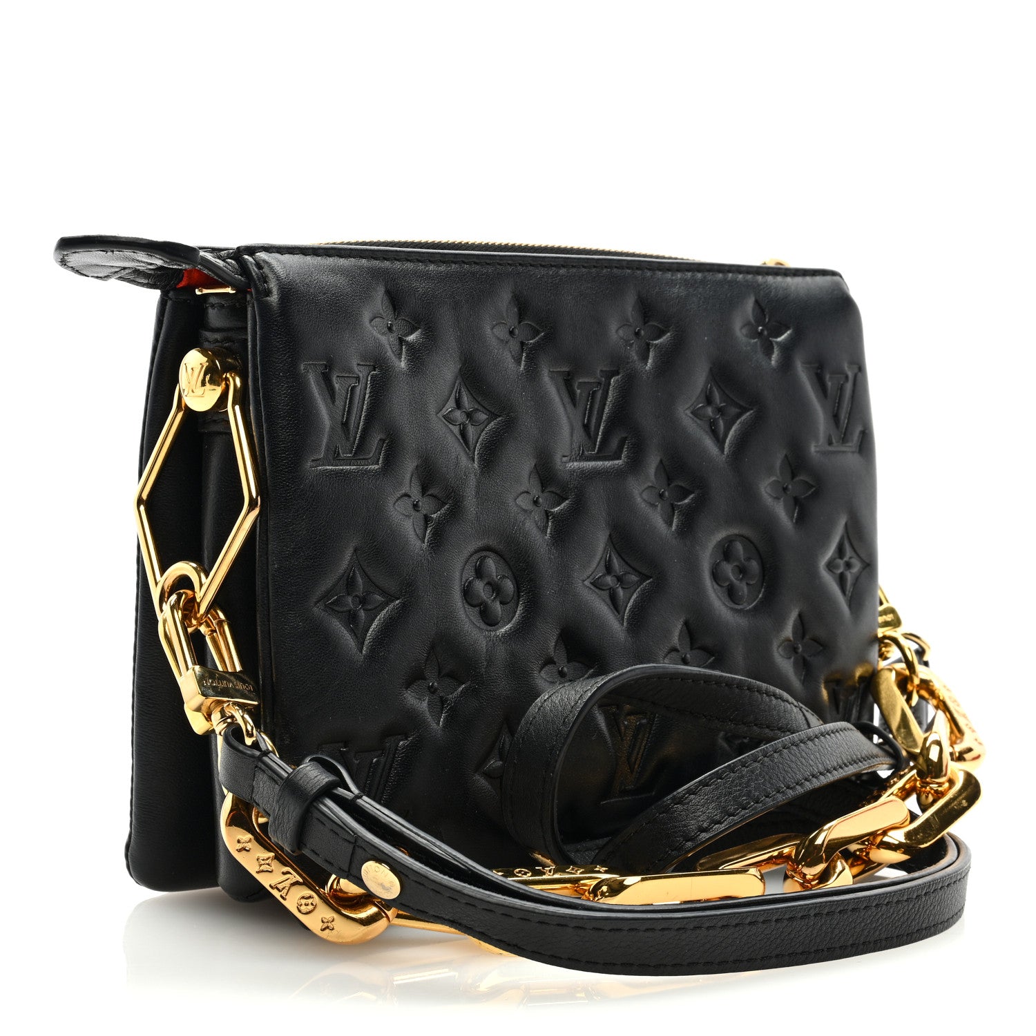 Louis Vuitton Lambskin Embossed Monogram Coussin BB Black 3 of 11