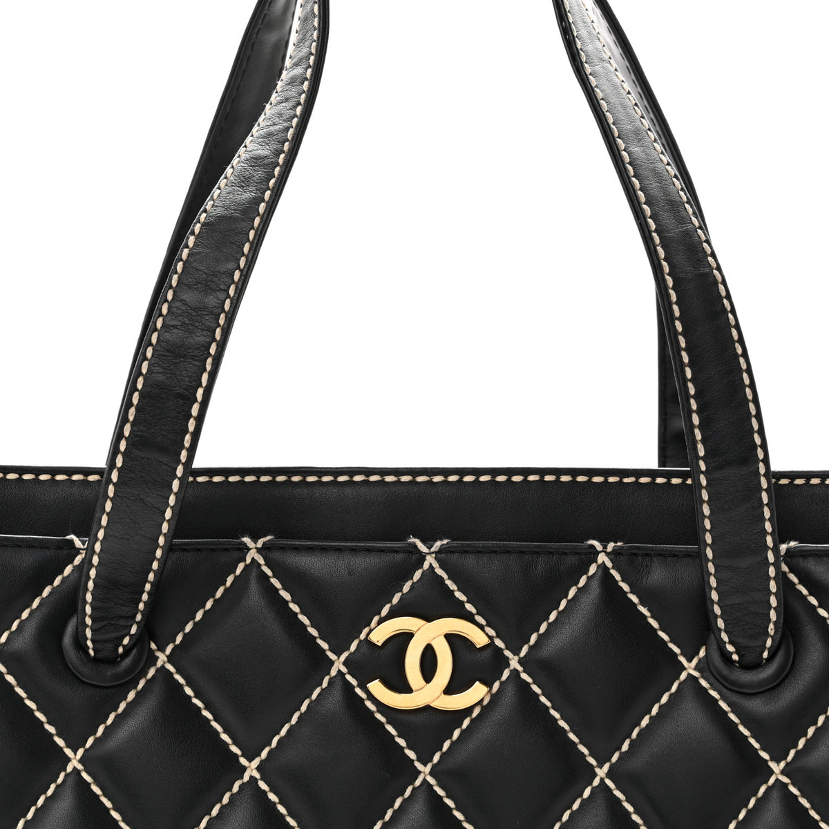 Calfskin Wild Stitch Medium Tote Black