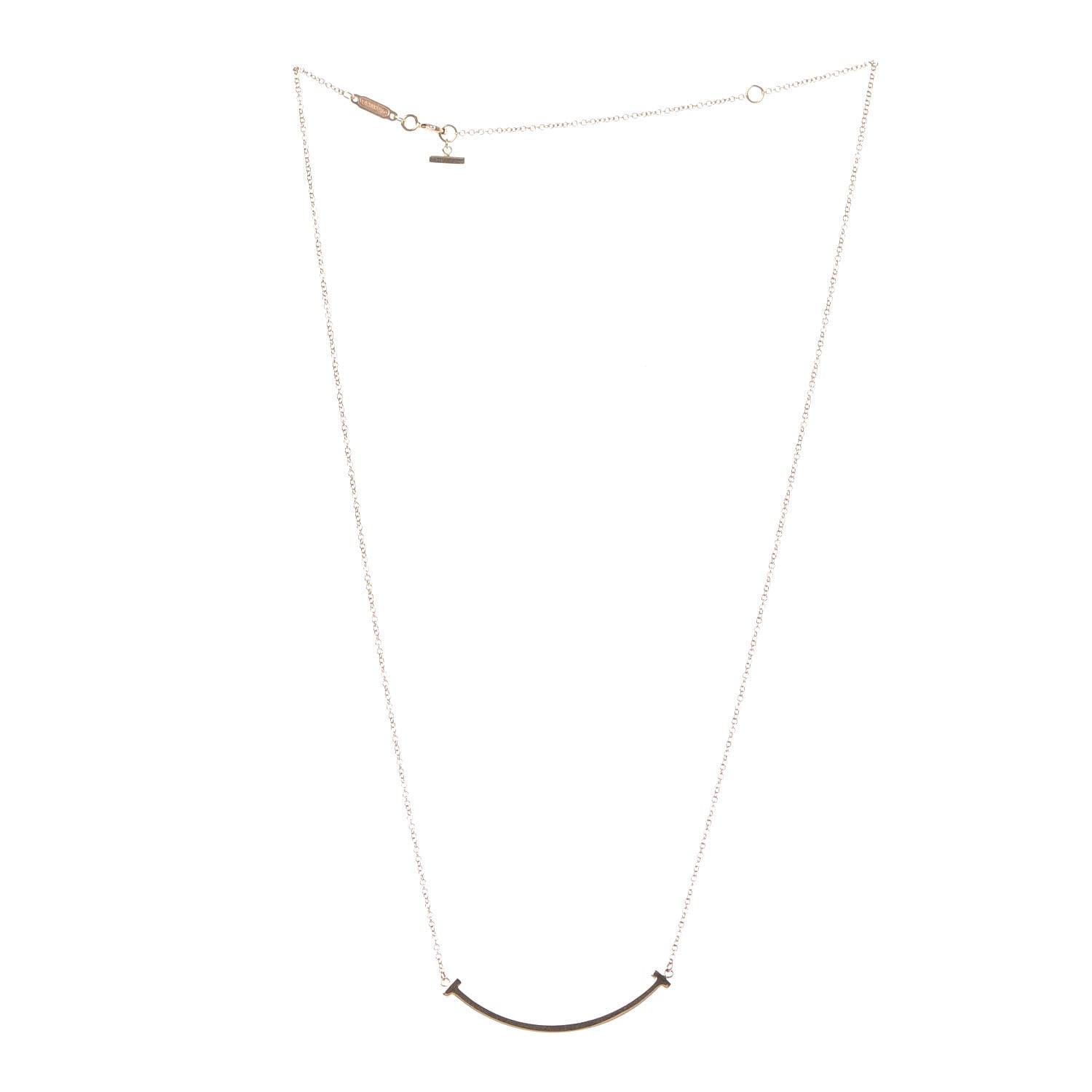 Tiffany 18K Rose Gold Small T Smile Pendant Necklace 3 of 6
