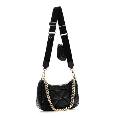 Prada Nappa Re-Nylon Triangle Quilted Patchwork System Shoulder Bag Black 3 of 9