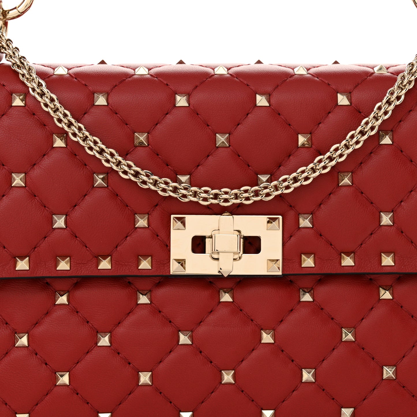 Nappa Medium Rockstud Spike Shoulder Bag Rosso Valentino