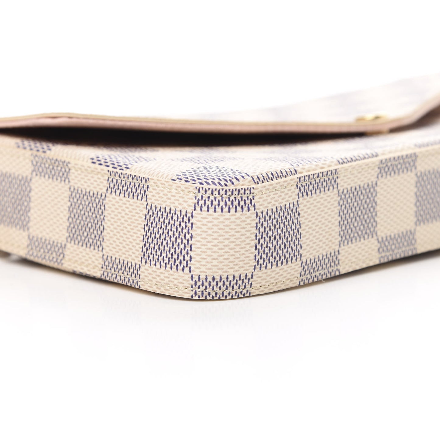 Damier Azur Pochette Felicie Chain Wallet Rose Ballerine