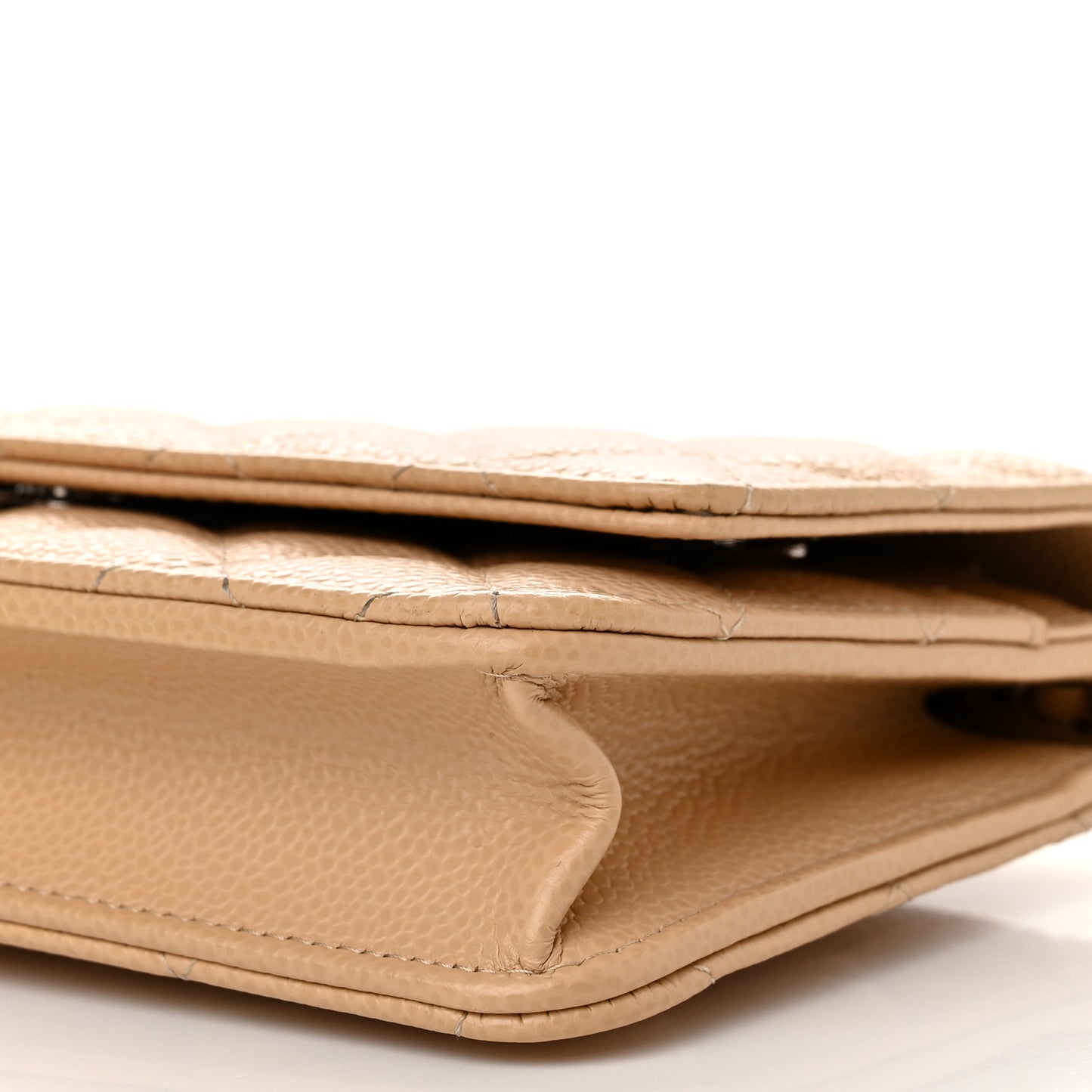 Caviar Quilted Wallet On Chain WOC Beige