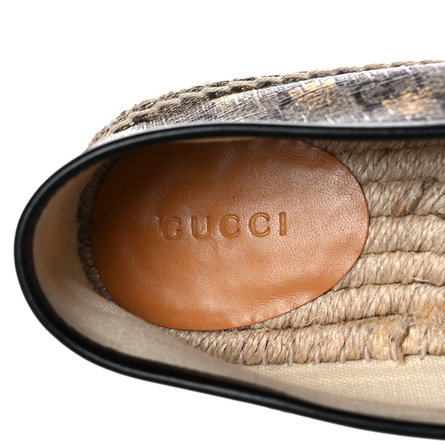 Gucci GG Supreme Monogram Bees Espadrille Flats 40 Beige Ebony Oro Black 7 of 10