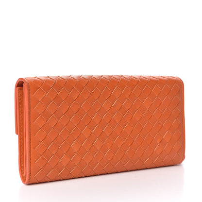Bottega Veneta Nappa Intrecciato Continental Flap Wallet Tangerine 3 of 7