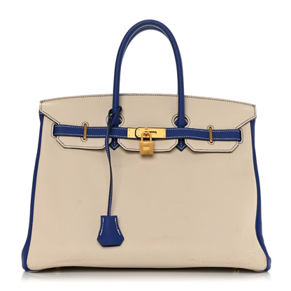 Hermes Togo Horseshoe Birkin 35 Craie Bleu Electric 1 of 20