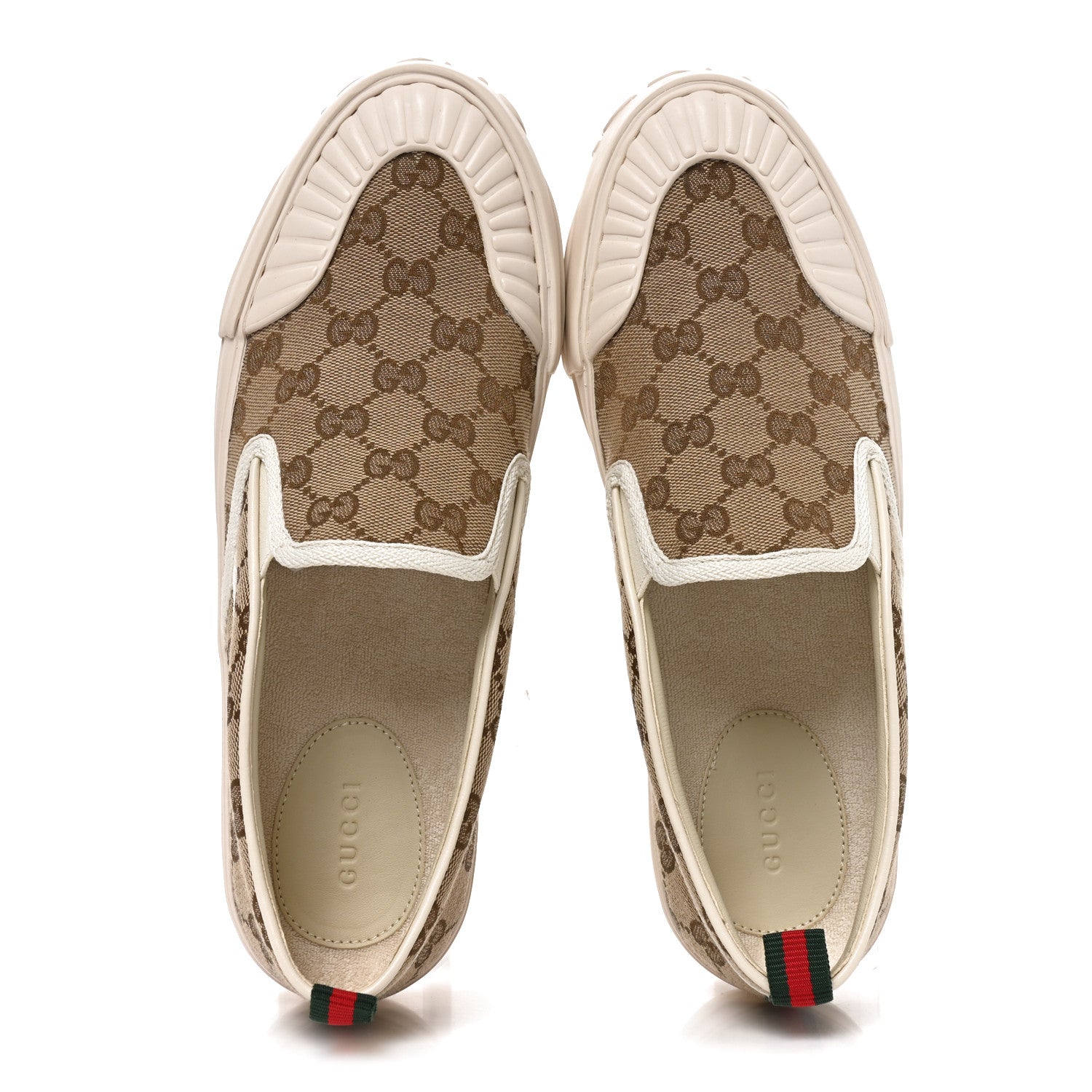 Gucci GG Monogram Womens Slip Sneakers 40 Beige Ebony Mystic White 2 of 9