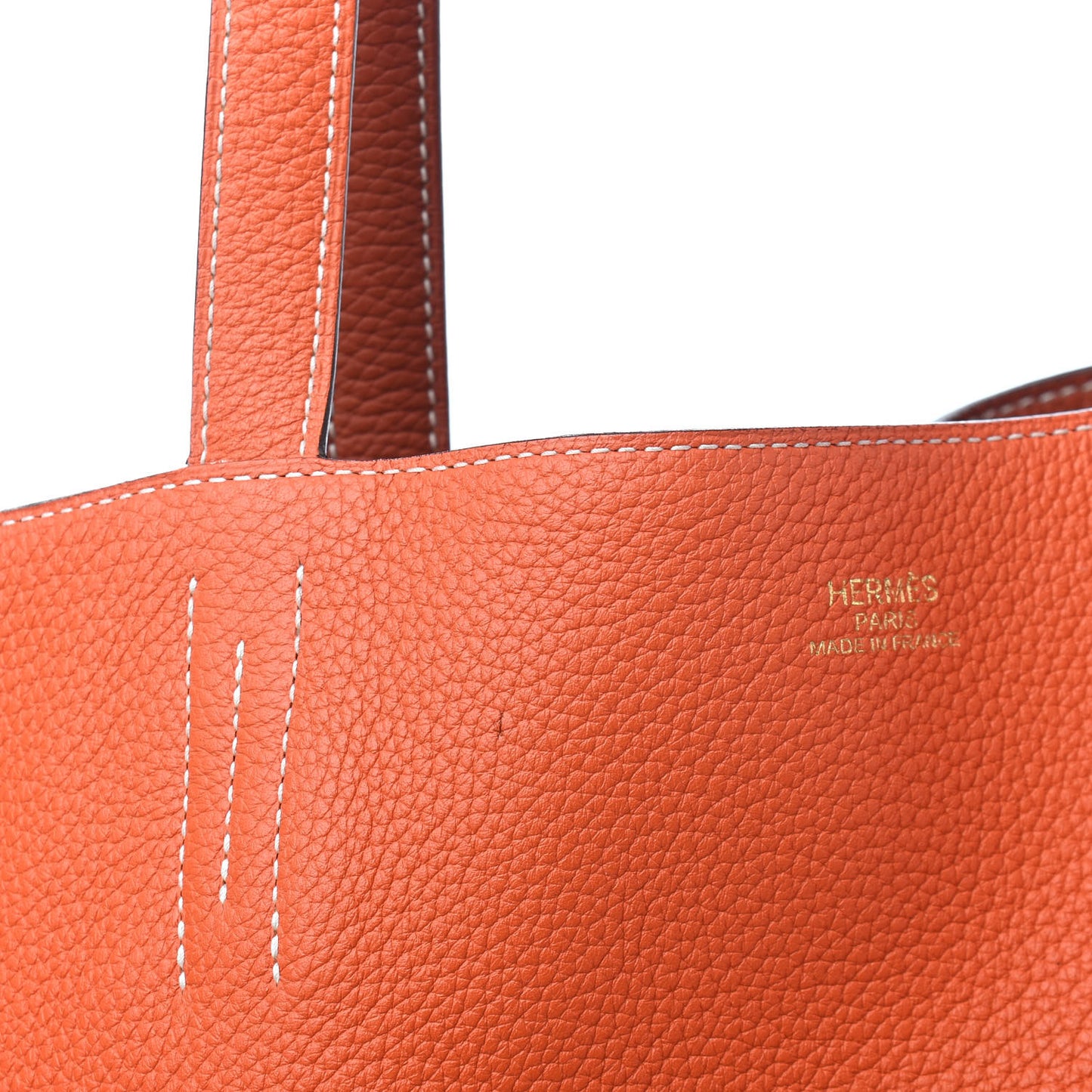 Taurillon Clemence Double Sens 36 Reversible Tote Orange Sanguine