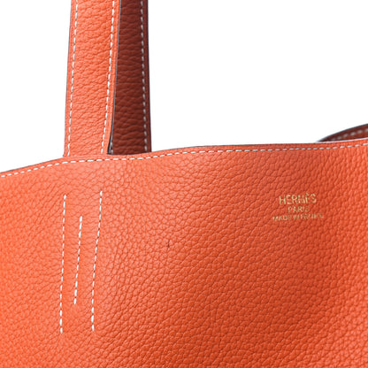 Hermes Taurillon Clemence Double Sens 36 Reversible Tote Orange Sanguine 14 of 16