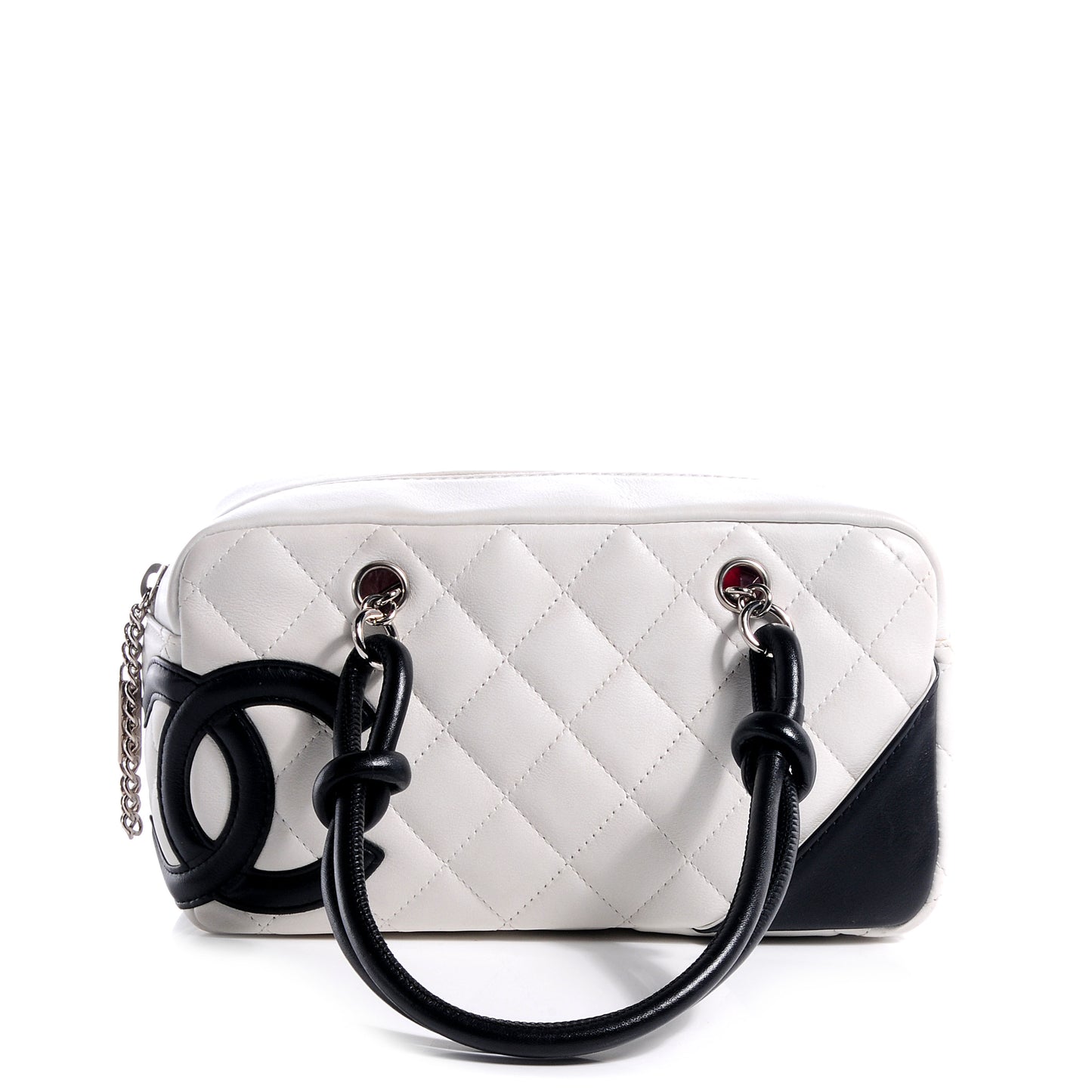 Calfskin Quilted Small Cambon Bowler White Black