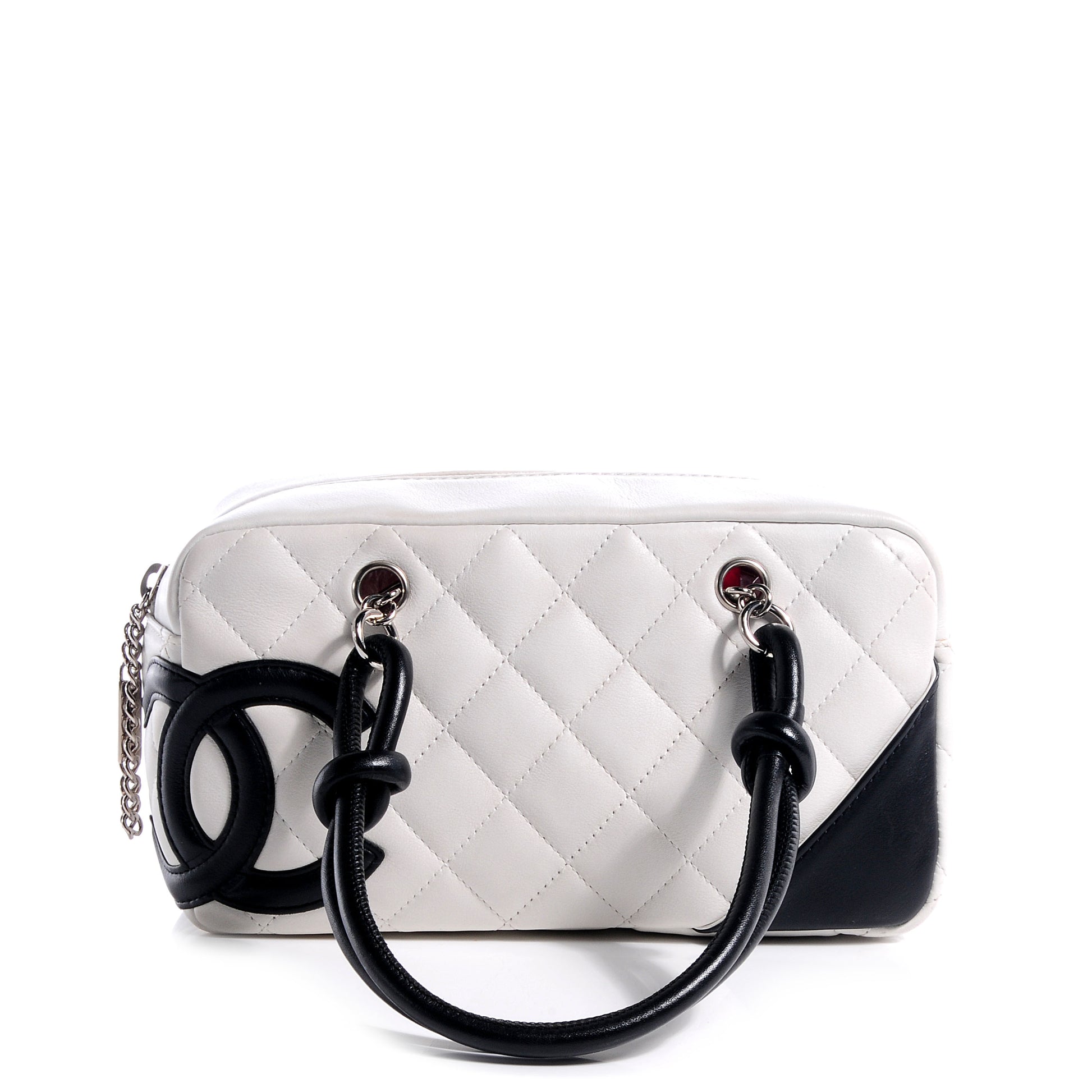 Chanel Calfskin Quilted Small Cambon Bowler White Black 1 of 7