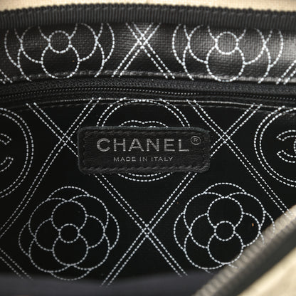 Chanel Coated Canvas Calfskin Camellia Printed Camera Case Black Beige 7 of 11