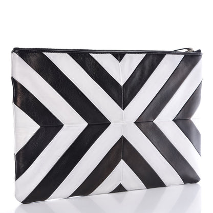 Saint Laurent Nappa Medium Letters Zip Clutch Black White 3 of 8