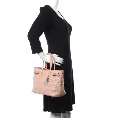 Christian Dior Coated Canvas Cannage Mini Panarea Tote Light Pink 2 of 10