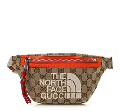Gucci X THE NORTH FACE Monogram Textured Dollar Calfskin Embroidered Belt Bag Beige Ebony Mystic White Deep Orange 1 of 8