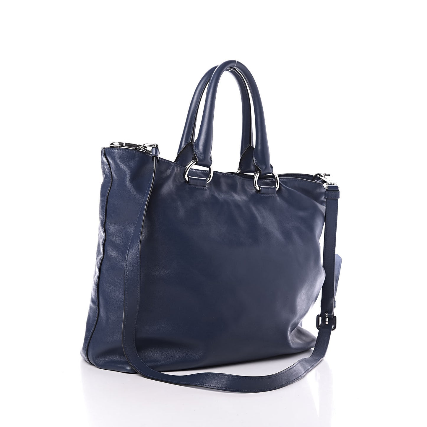 Soft Calf Shopping Tote Bluette